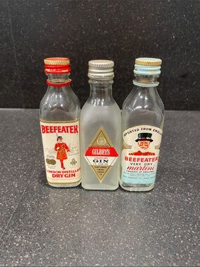 Vintage Beefeater & Gilbey's Miniature Gin Bottles